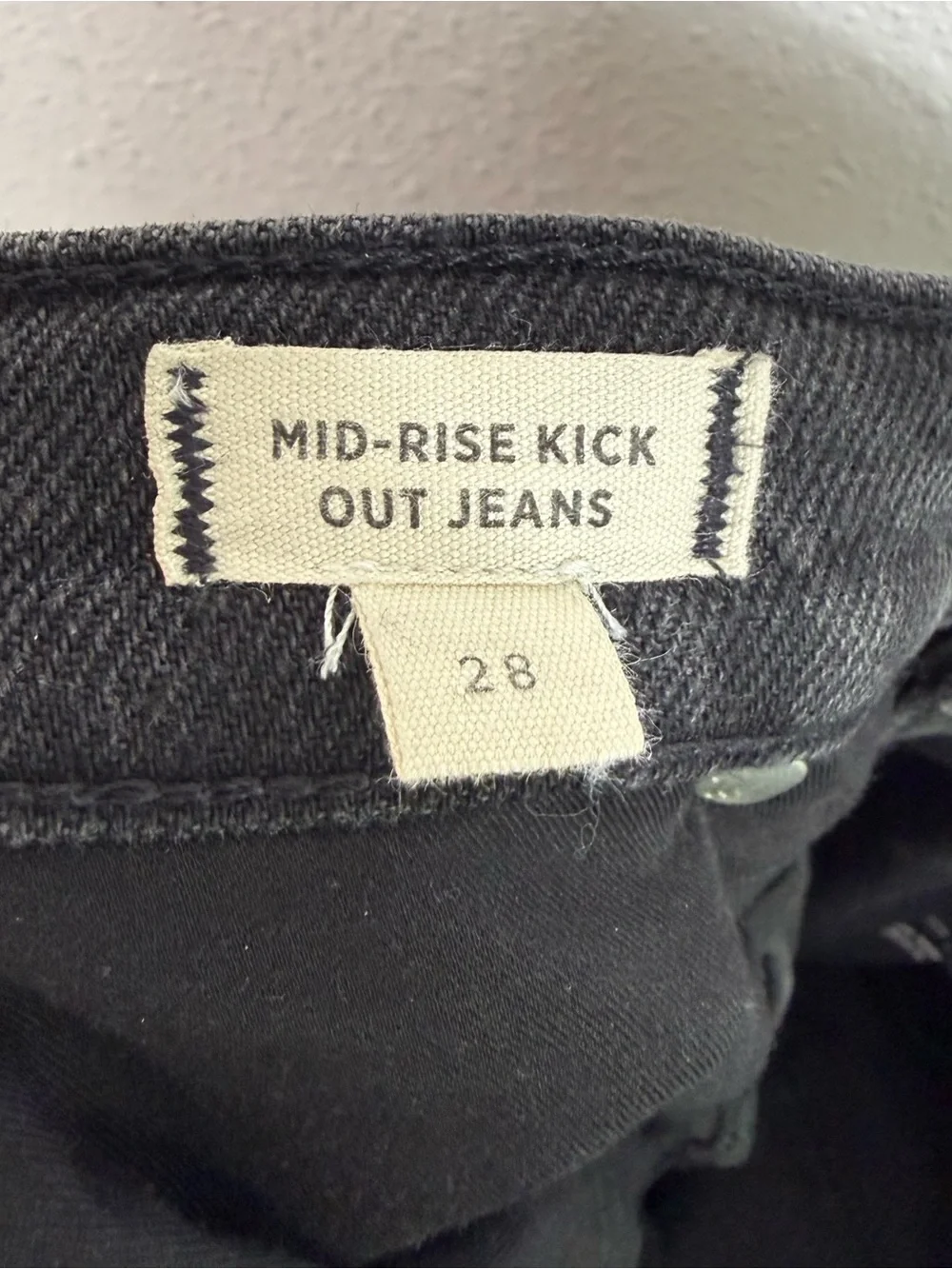 Madewell Mid Rise Kick Out Crop Jeans Black Wash Sz 28
